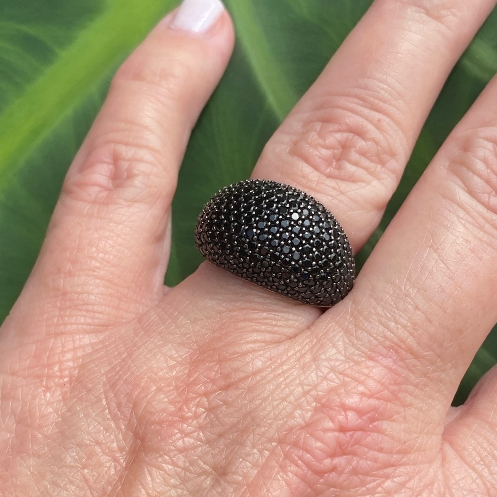 Black Spinel Sterling Silver Ring Size 7